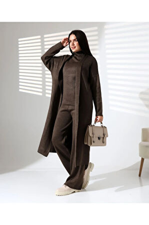 Balıkçı Yaka Asil Üçlü Triko Takım