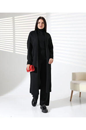 Balıkçı Yaka Asil Üçlü Triko Takım