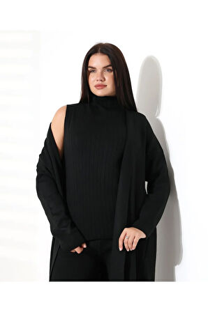 Balıkçı Yaka Asil Üçlü Triko Takım