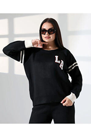 Baskılı Bisiklet Yaka Triko Takım