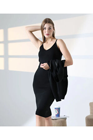 Doğal Aura Fermuarlı Hırka Elbise Takım