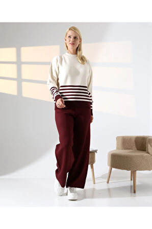 Asil Çizgili ve Düz Renk Triko Takım