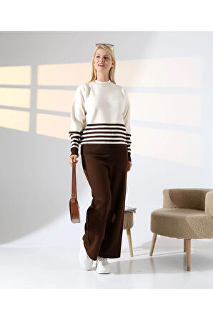 Asil Çizgili ve Düz Renk Triko Takım
