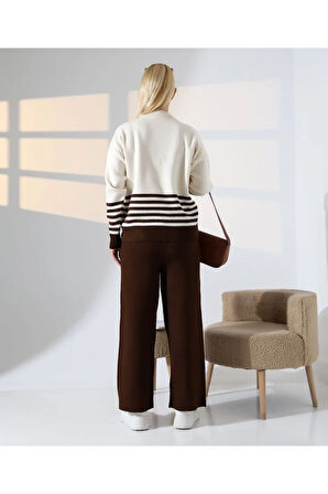 Asil Çizgili ve Düz Renk Triko Takım