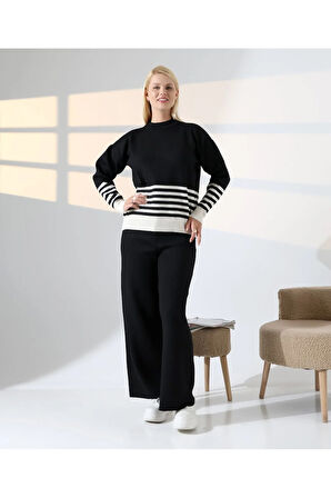 Asil Çizgili ve Düz Renk Triko Takım