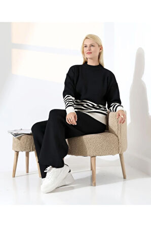 Asil Çizgili ve Düz Renk Triko Takım