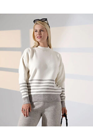 Asil Çizgili ve Düz Renk Triko Takım