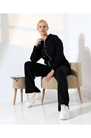 Spor Şıklığı Kapüşonlu Triko Takım