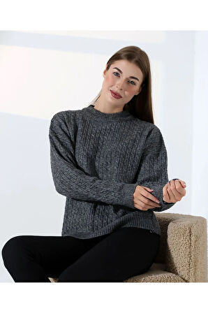 Kontrast Dokulu Örgü Triko Kazak