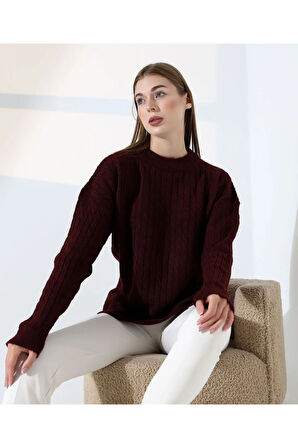 Kontrast Dokulu Örgü Triko Kazak