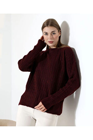 Kontrast Dokulu Örgü Triko Kazak