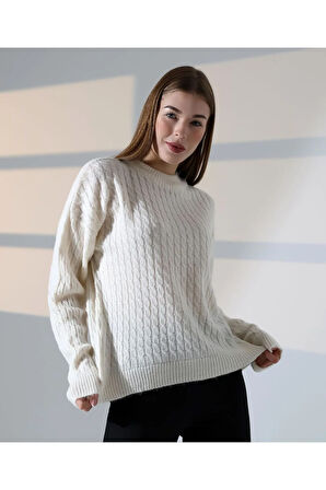 Kontrast Dokulu Örgü Triko Kazak