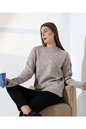 Kontrast Dokulu Örgü Triko Kazak