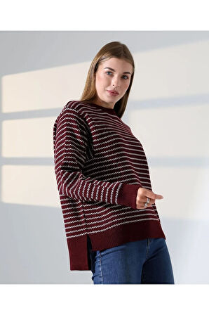 Çizgili Selanik Örgü Triko Kazak