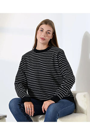 Çizgili Selanik Örgü Triko Kazak