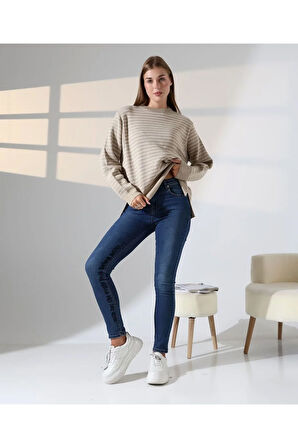 Çizgili Selanik Örgü Triko Kazak