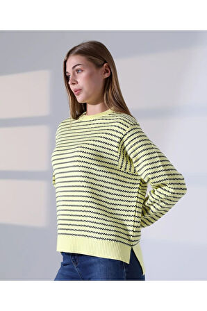 Çizgili Selanik Örgü Triko Kazak