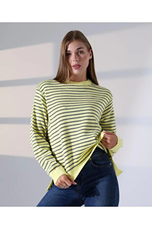 Çizgili Selanik Örgü Triko Kazak