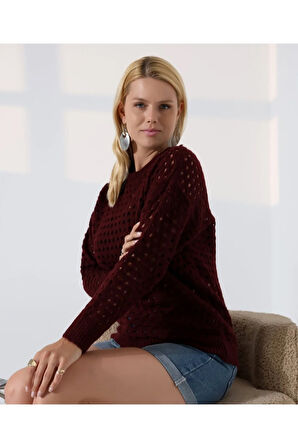 Delikli Uzun Kol Kadın Triko Kazak