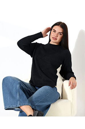 Blok Renkli Yan Detaylı Triko Kazak