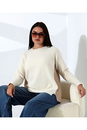 Blok Renkli Yan Detaylı Triko Kazak