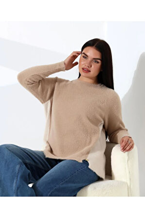 Blok Renkli Yan Detaylı Triko Kazak