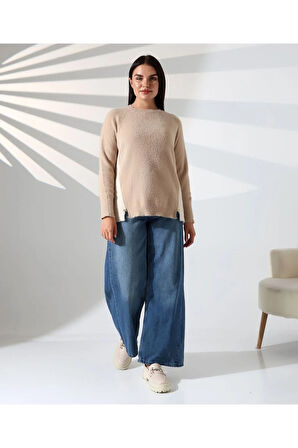 Blok Renkli Yan Detaylı Triko Kazak