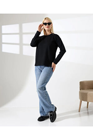 Ortadan Dikişli Kadın Triko Kazak