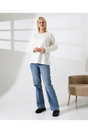 Ortadan Dikişli Kadın Triko Kazak