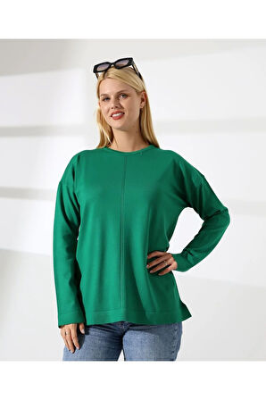 Ortadan Dikişli Kadın Triko Kazak