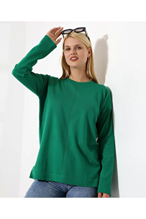 Ortadan Dikişli Kadın Triko Kazak