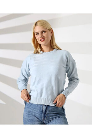 Kendinden Desenli Casual Triko Kazak