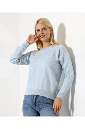 Kendinden Desenli Casual Triko Kazak