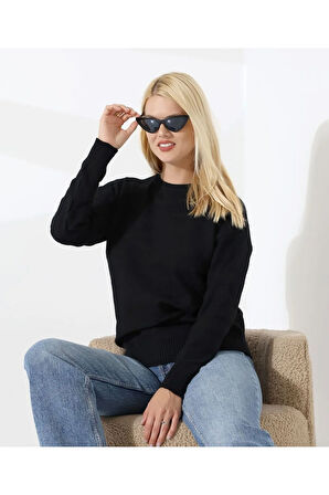 Kendinden Desenli Casual Triko Kazak