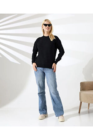 Kendinden Desenli Casual Triko Kazak