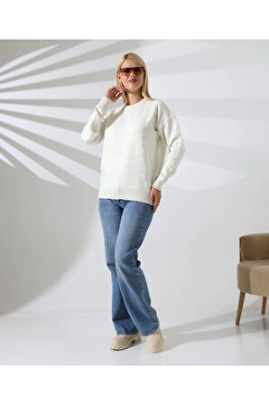 Kendinden Desenli Casual Triko Kazak