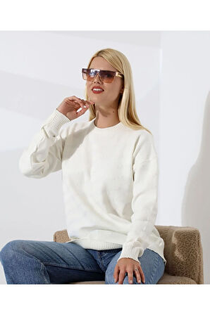 Kendinden Desenli Casual Triko Kazak