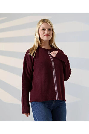 Ön Çizgili Yumuşak Dokulu Triko Kazak