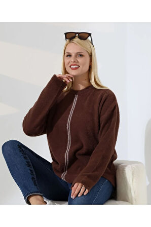 Ön Çizgili Yumuşak Dokulu Triko Kazak