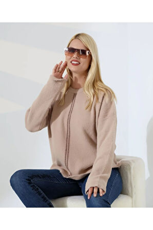 Ön Çizgili Yumuşak Dokulu Triko Kazak