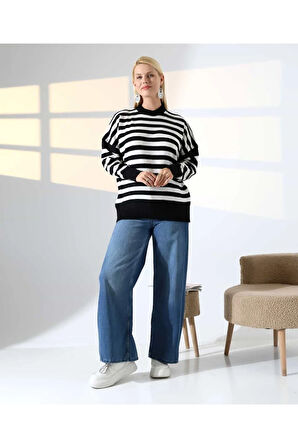 Çizgi Zarafeti Elegance Triko Kazak