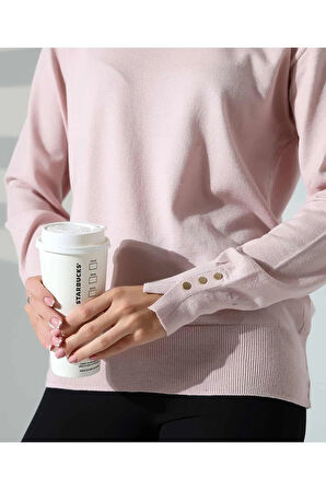 Gündelik Şıklık Kol Düğme Detay Triko Kazak