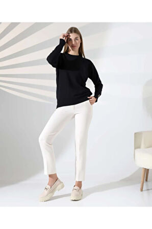 Gündelik Şıklık Kol Düğme Detay Triko Kazak