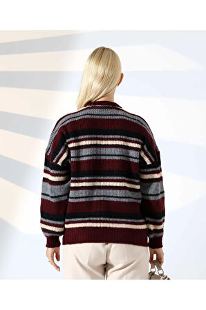 Ahenkli Çizgili Triko Kazak