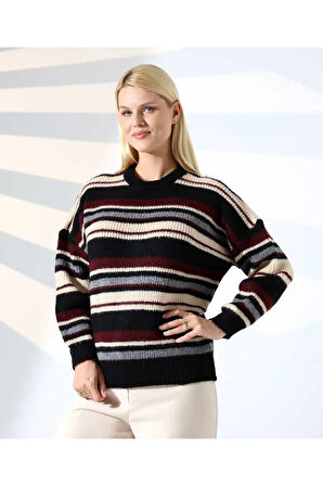 Ahenkli Çizgili Triko Kazak