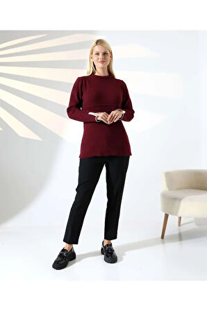 Bel Detaylı Yumuşak Triko Kazak