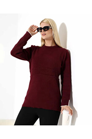 Bel Detaylı Yumuşak Triko Kazak