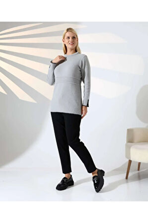 Bel Detaylı Yumuşak Triko Kazak