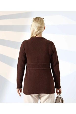 Bel Detaylı Yumuşak Triko Kazak