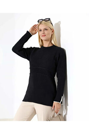 Bel Detaylı Yumuşak Triko Kazak